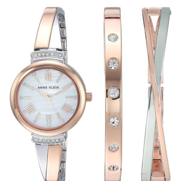 Anne Klein Two-Tone Rose Gold and Silver Watch Set